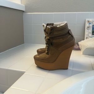 Burberry Brown Shearling Platform Booties